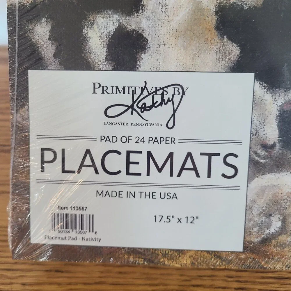 Primitives By Kathy Pad of 24 Paper Placemats Pad Nativity NWT